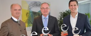 Großschönaus Bürgermeister Martin Bruckner, LH-Stellvertreter Stephan Pernkopf und Umweltgemeinderat Klaus Stebal.