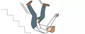 Mann stürzt von einer Treppe