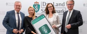 Landeshauptmann Christopher Drexler, Abteilungsleiterin Elisabeth Freiberger, Landesrätin Juliane Bogner-Strauß und LH-Stv. Anton Lang 
