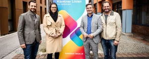 Landesrat Sebastian Schuschnig, ÖBB Postbus-Betreuerin Beate Sommer, Bürgermeister Markus Lakounigg (Völkermarkt) und Peter Plaimer von der Regionalentwicklung Südkärnten.
