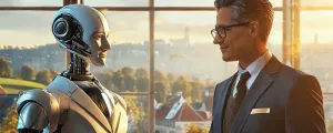 Cyborg spricht mit Politiker