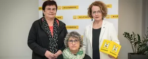 Michaela Hinterholzer. Präsidentin des Hilfswerks NÖ, die Psychosoziale Beraterin Michaela Naber-Tastl und Landesrätin Christiane Teschl-Hofmeister.