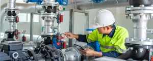 Arbeiter in einem Wasserwerk