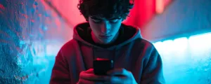 Jugendlicher am Smartphone