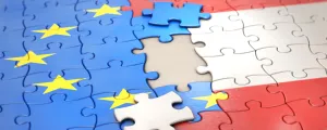 Puzzle mit EU- und Österreich-Fahne