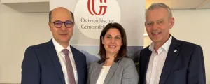 Gemeindebundpräsident Johannes Pressl, Eva Zirkler, Geschäftsführerin des GDA Amstetten, und Martin Leonhardsberger, Obmann des GVU Melk und Bürgermeister der Gemeinde Mank
