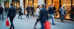 Menschen auf einer Einkaufsstraße