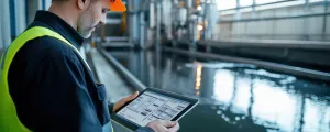 Arbeiter in einer Kläranlage