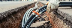 Glasfaserkabel werden verlegt