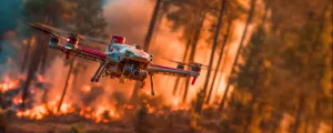 Drohne bei einem Waldbrand
