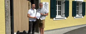 Landesrat Martin Zauner mit Bürgermeister Harald Humer.
