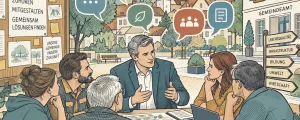 Bürgermeister im Gespräch mit Menschen
