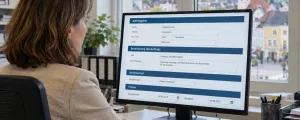 Frau arbeitet am Computer