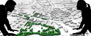 Schatten über symbolischen Stadtbaukonzept