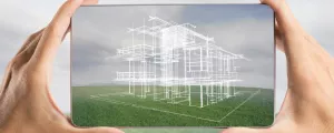 Moderner 3D Plan in der Hand