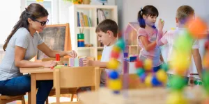 Kindergärtnerin mit Kindern