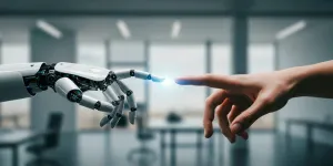 menschliche und Roboterhand