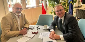 KOMMUNAL-Chefredakteur Hans Braun im Gespräch mit OeBFA-Geschäftsführer Markus Stix.