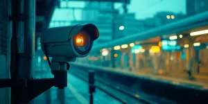 Überwachungskamera an einem Bahnsteig