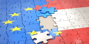 Puzzle mit EU- und Österreich-Fahne