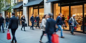 Menschen auf einer Einkaufsstraße