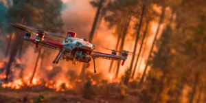 Drohne bei einem Waldbrand