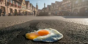 Spiegelei auf einem heißen Platz
