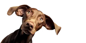 Hund schaut lustig