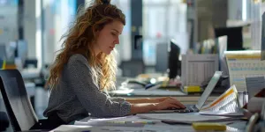 Frau arbeitet im Büro
