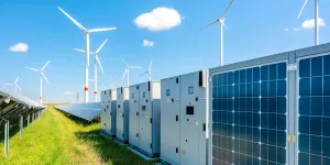 Windräder, PV-Anlage und Batteriespeicher