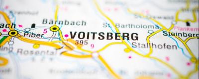 Landkarte mit den beiden Städten in der Steiermark