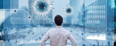 Blick auf digitalen Corona-Virus