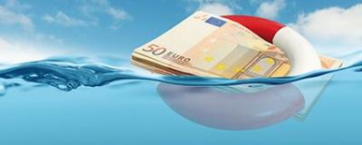 Euro-Banknote mit Rettungsring