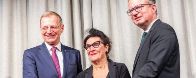 Thomas Stelzer, Elisabeth Schweeger und Christopher Drexler 