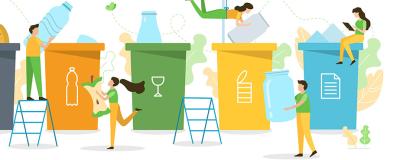 Symbolgrafik zum Thema Mülltrennung