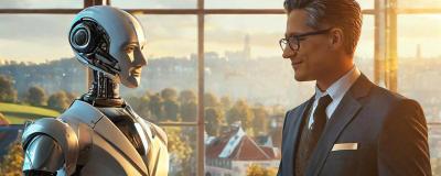Cyborg spricht mit Politiker