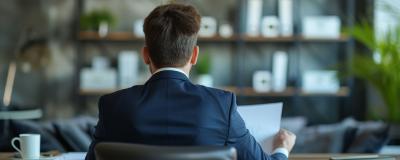 Bürgermeister liest Unterlagen