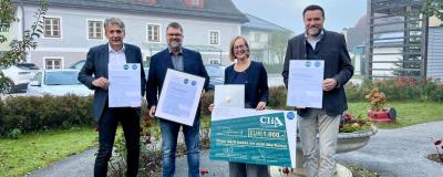 Bürgermeister Werner Schwab, Bürgermeister Franz Zach, KLAR! Managerin Natalie Prüggler und Bürgermeister Dieter Stangl. 