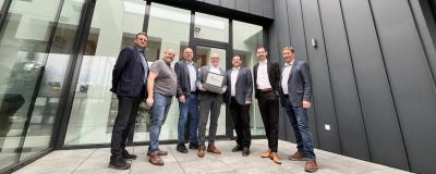 Franz Horvath (Abwasserverband MiPiZiT), Roland Poiger (Amtsleitung Stadtgemeinde Oberwart), Christian Portschy (WVSB), Bürgermeister Georg Rosner, Andreas Schneemann (Energie Kompass GmbH), Matthias Lehner (Burgenland Energie) und Franz Wachter (WVSB) 