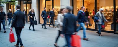 Menschen auf einer Einkaufsstraße