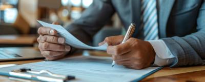 Mann prüft Dokumente