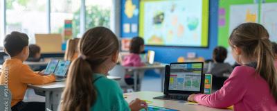 Schülerinnen mit Tablets