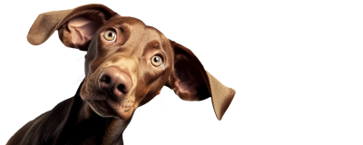 Hund schaut lustig