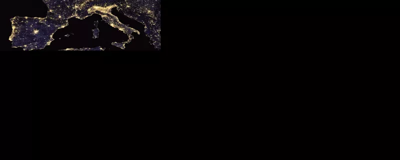 Europa bei Nacht vom Weltall aus gesehen