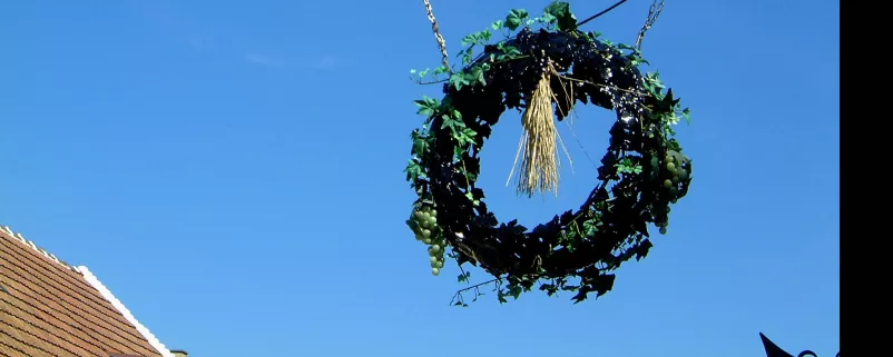 Buschenschank Symbol über blauem Himmel