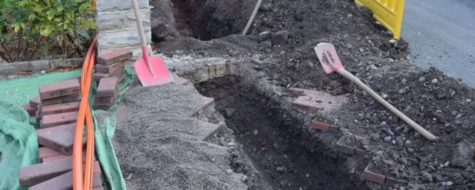 Verlegung von Glasfaserkabeln - Baustelle