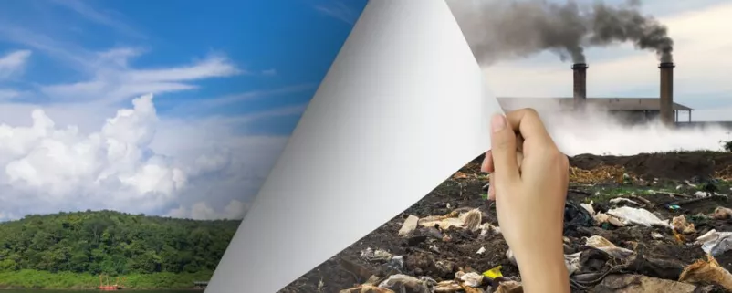 Klimawandel durch umgeblätterte Seite dargestellt