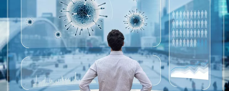 Blick auf digitalen Corona-Virus