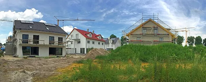 Baustelle von Einfamilienhäusern