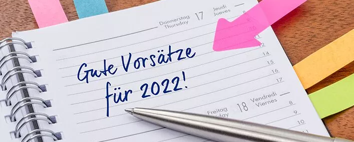 Kalender mit Eintrag "Gute Vorsätze"